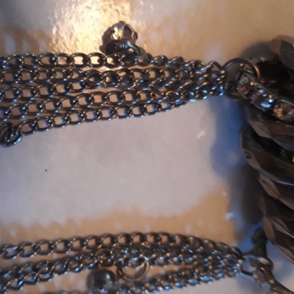 Necklace & earring set. Graphite silver colored chain with circle decor. New!! - Picture 7 of 7